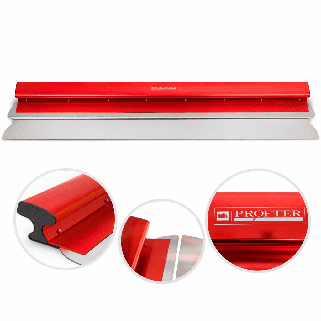 Шпатель механічний професійний Profter SU 120 red (120 см лезо 0.3+0.5 мм) для машинного нанесення шпаклівки зі змінним лезом. Фото 1