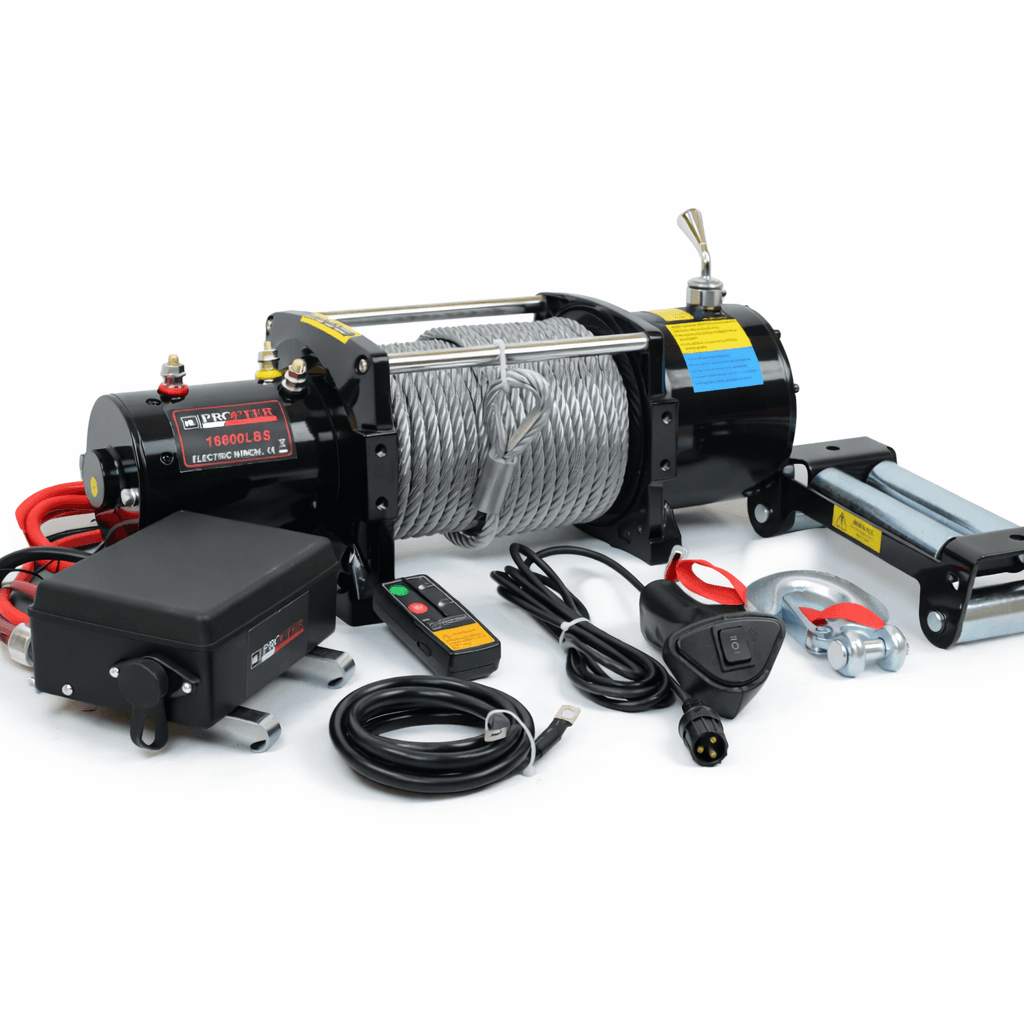 Электрическая автолебедка Profter 16800 LBS 12V. (7620 кг) Лебедка на джип, эвакуатор, лафет Offroad. Фото 2