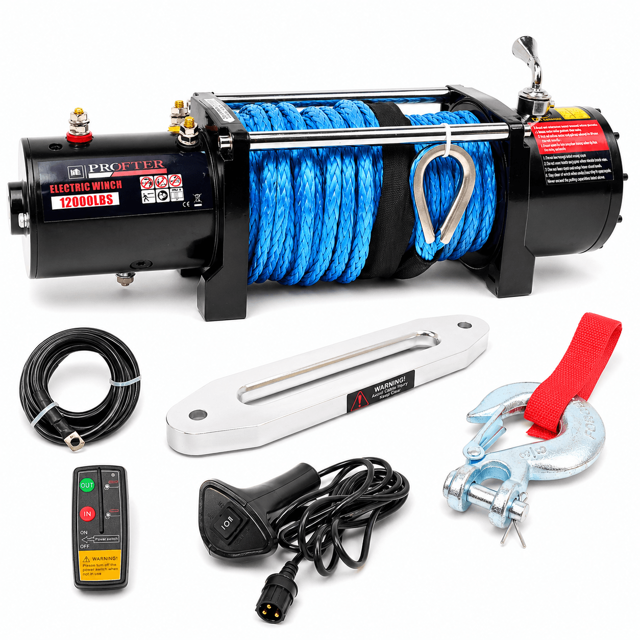 Автомобільна електролебідка 12V 12000 LBS (5443 кг) із синтетичним тросом. Фото 1