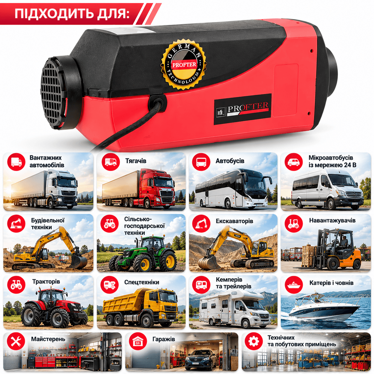 Дизельний автономний опалювач для автомобіля Profter LS-5000 (5кВт.24V). Фото 12