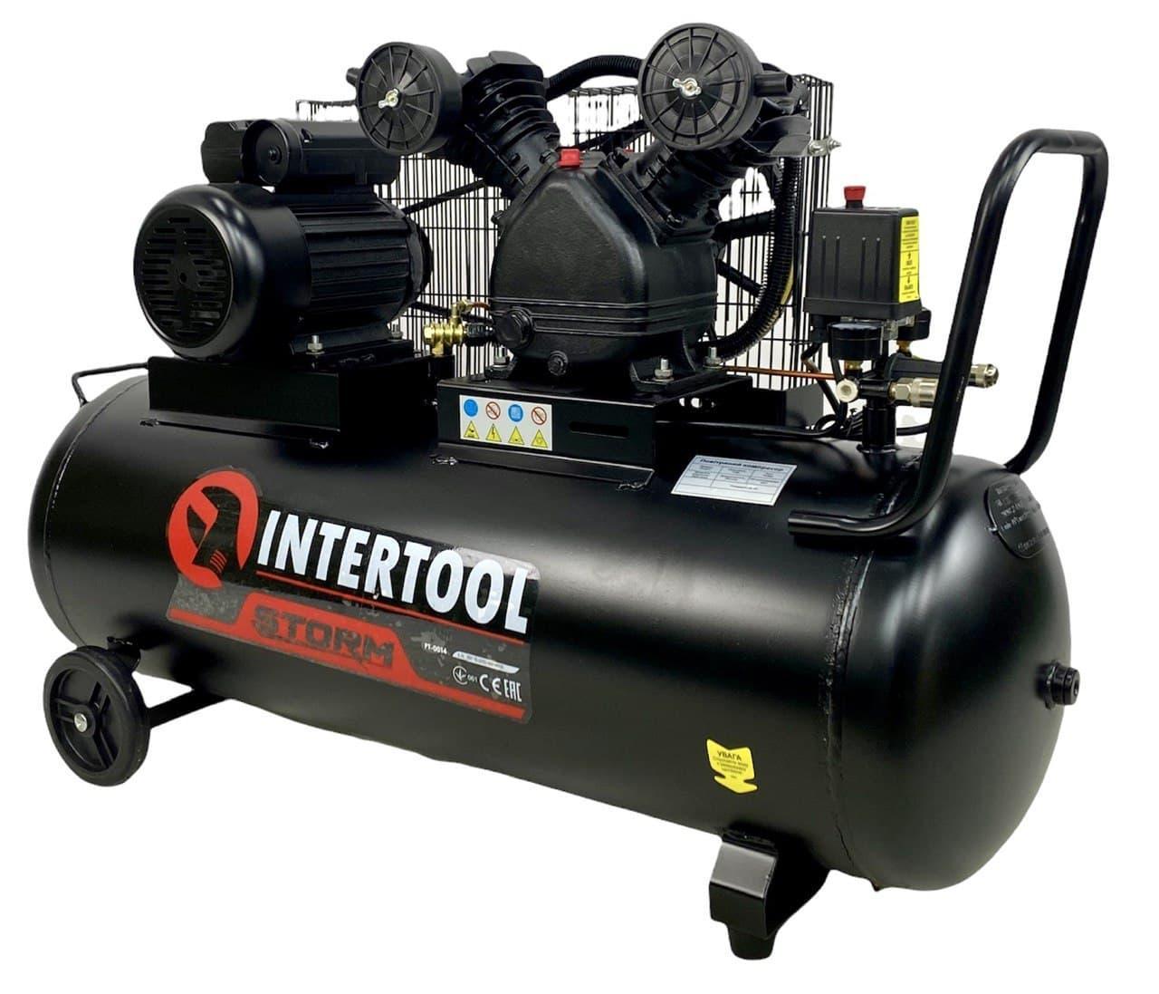 Компрессор поршневой 100 л Intertool PT-0014 (3.0 кВт 500 л/мин). Фото 1
