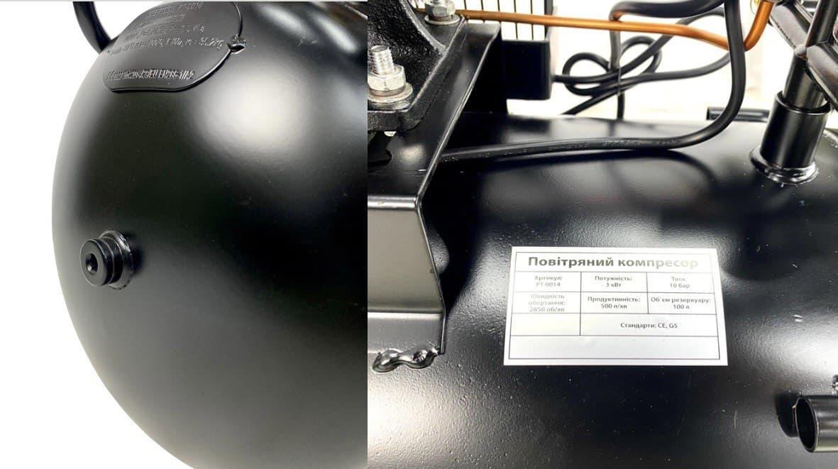 Компрессор поршневой 100 л Intertool PT-0014 (3.0 кВт 500 л/мин). Фото 10