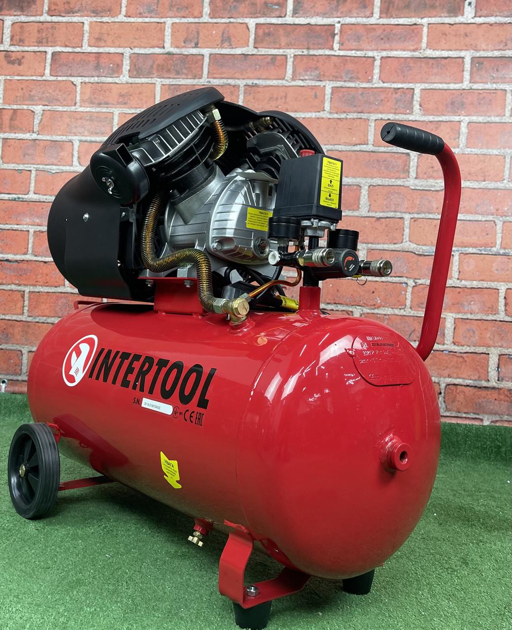Поршневой компрессор 2-х цилиндровый 50 л INTERTOOL PT-0004 (2.23 кВт 220Вт 8Атм 354 л/мин). Фото 2