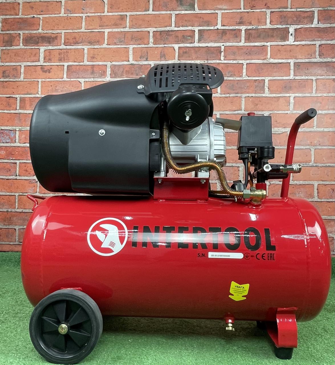 Поршневой компрессор 2-х цилиндровый 50 л INTERTOOL PT-0004 (2.23 кВт 220Вт 8Атм 354 л/мин). Фото 3