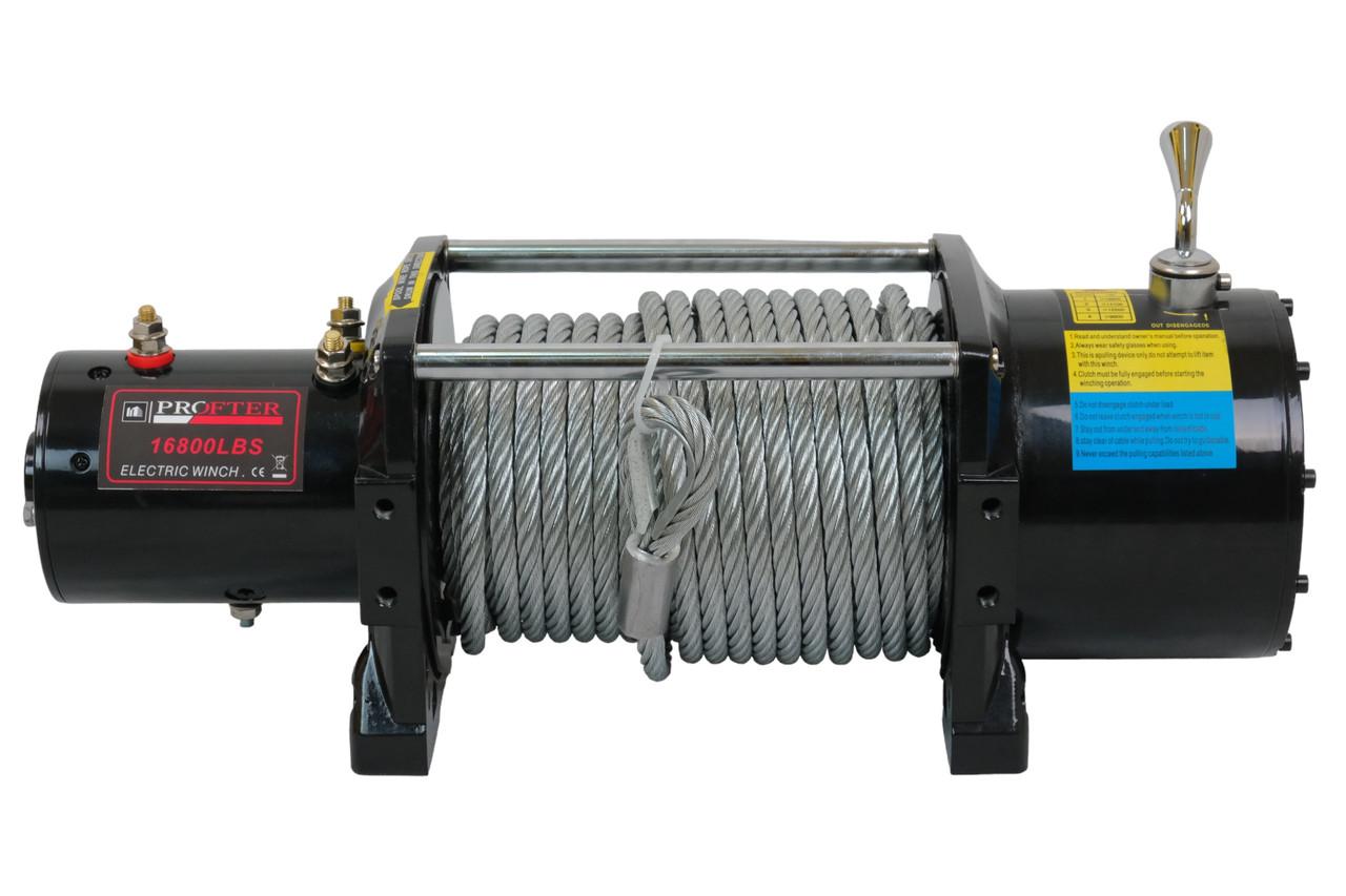 Электрическая автолебедка Profter 16800 LBS 12V. (7620 кг) Лебедка на джип, эвакуатор, лафет Offroad. Фото 3