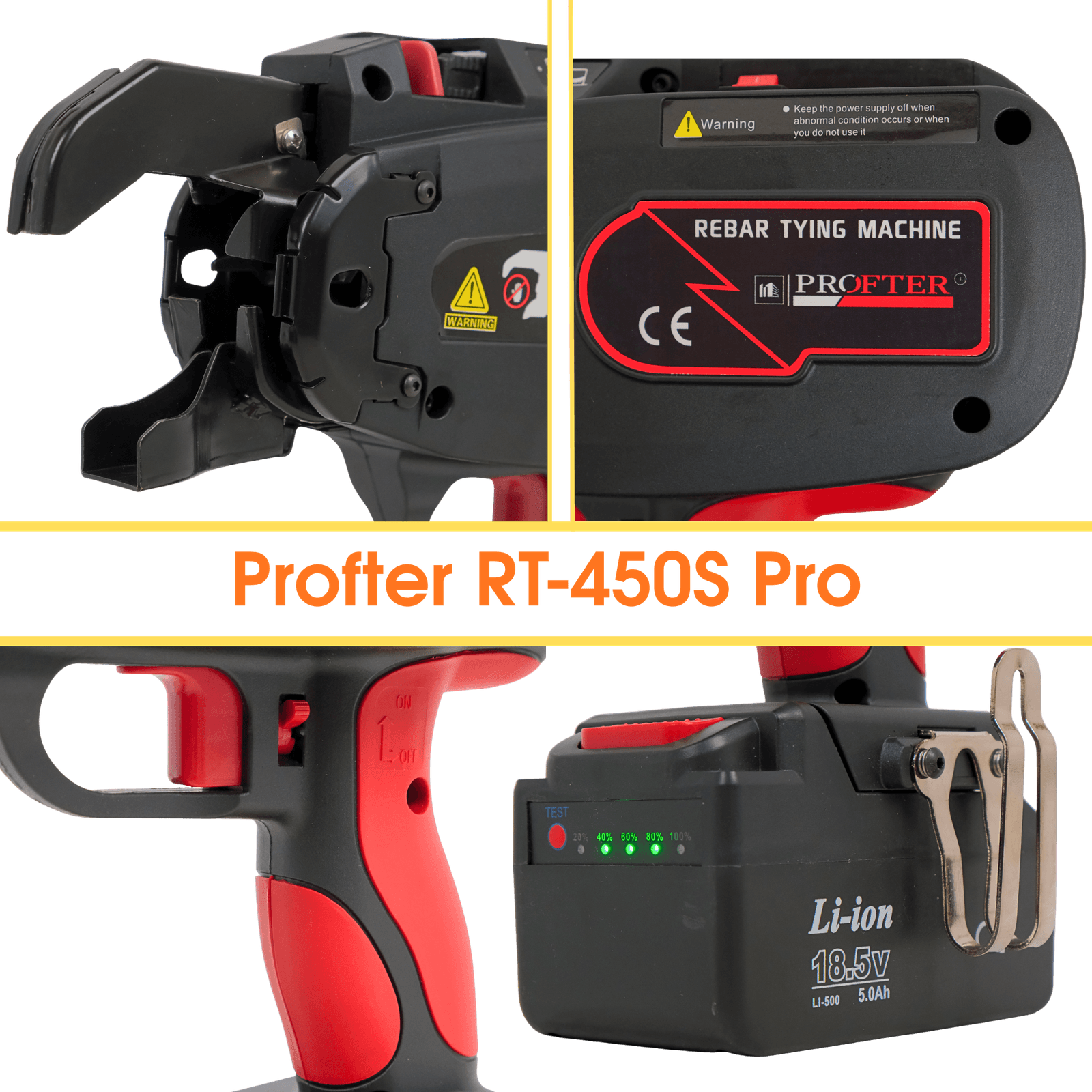 Акумуляторний пістолет для автоматичної в'язки арматури Profter R-450 S Pro (4-45 мм). Фото 10