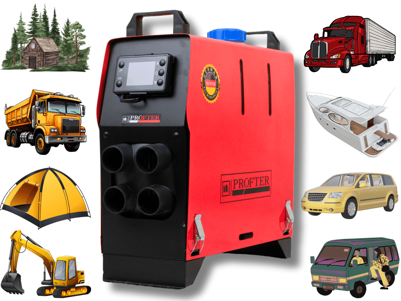 Дизельний автономний обігрівач Profter FR-5000W (12V-24V, 5 кВт) Моноблок WEBASTO. Фото 7