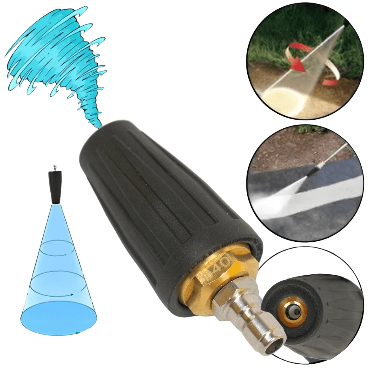 Професійна грязева фреза для мийки N0601 (4000PSI 276 Бар) 1/4 розмір 0.40 турбонасадка. Фото 9