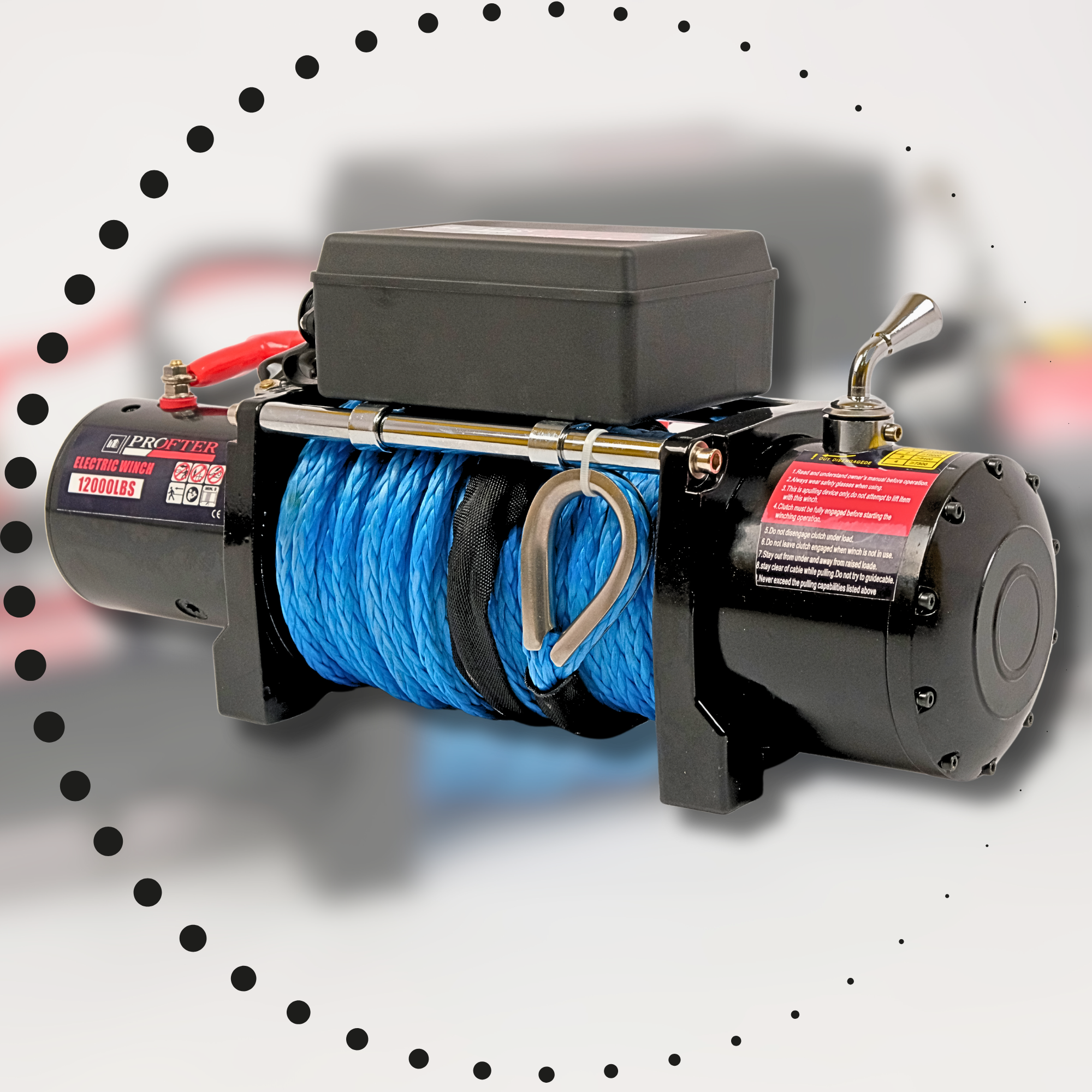 Автомобільна електролебідка 12V 12000 LBS (5443 кг) із синтетичним тросом. Фото 10