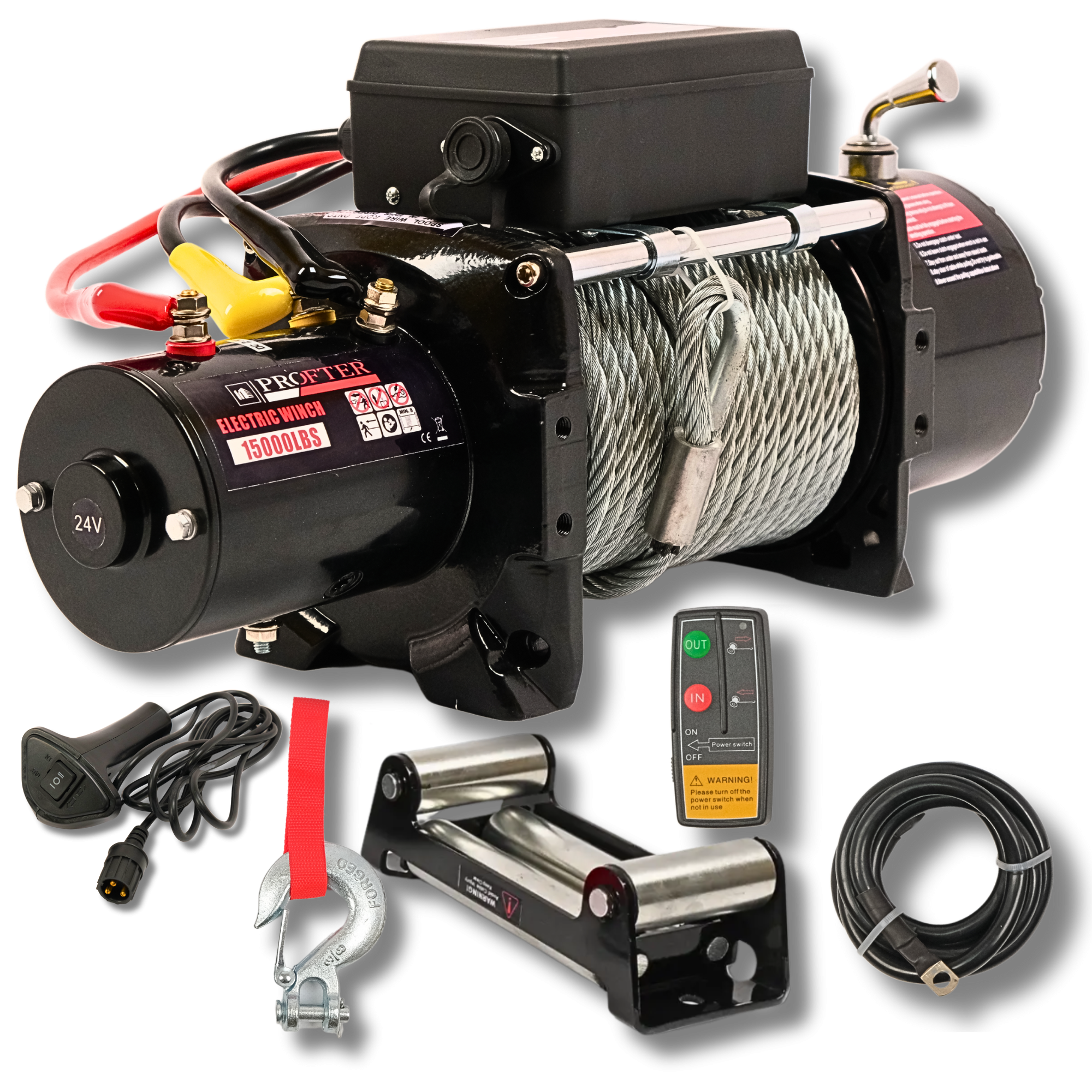 Електрична лебідка Profter 15000 LBS (6804 кг) для авто та спецтехніки (24V). Фото 1