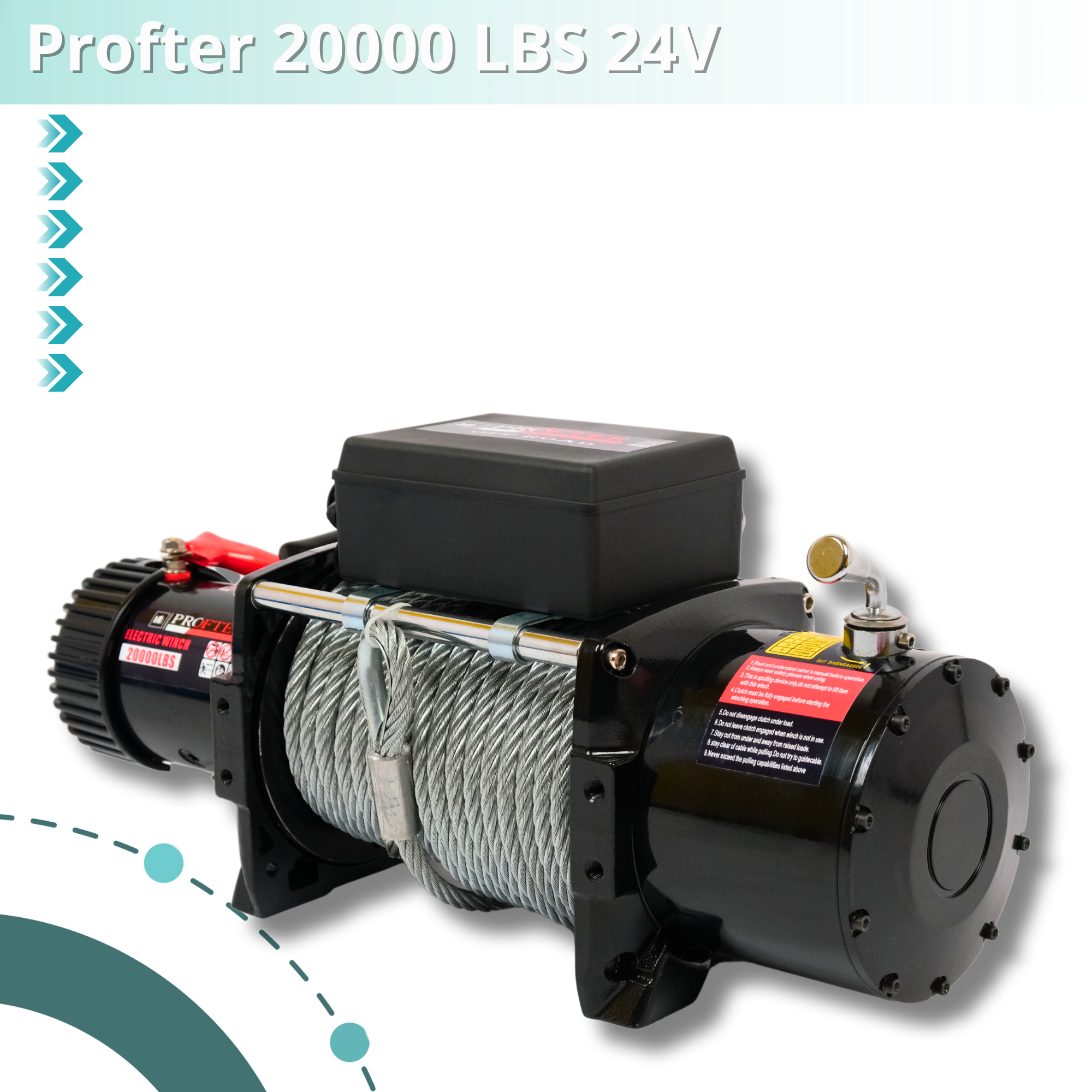 Електрична лебідка 24V Profter 20000 LBS – (тягове зусилля 9090 кг). Фото 4