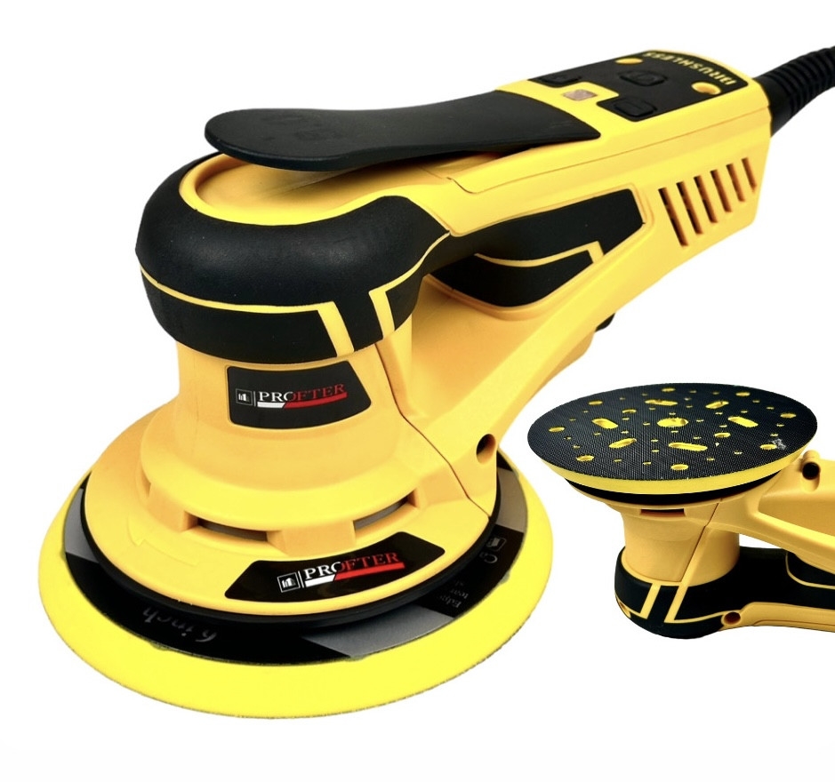 Профессиональная орбитальная эксцентриковая  шлифмашинка Profter SM-150 Yellow 5.0 (350 Вт 150 мм). Фото 3