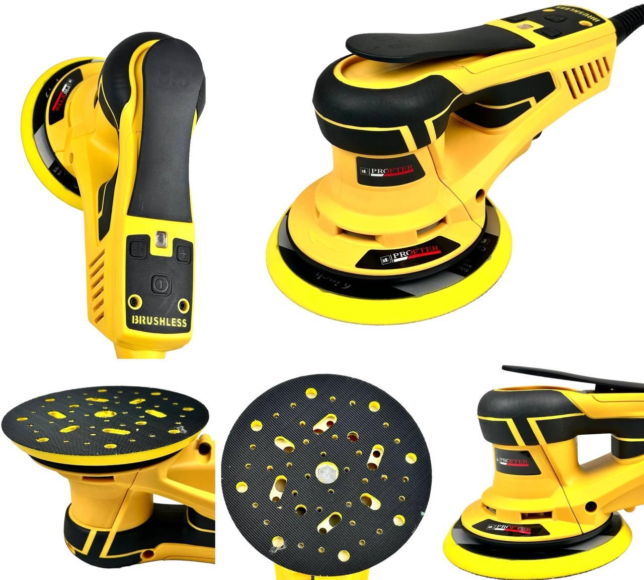 Профессиональная орбитальная эксцентриковая  шлифмашинка Profter SM-150 Yellow 5.0 (350 Вт 150 мм). Фото 2