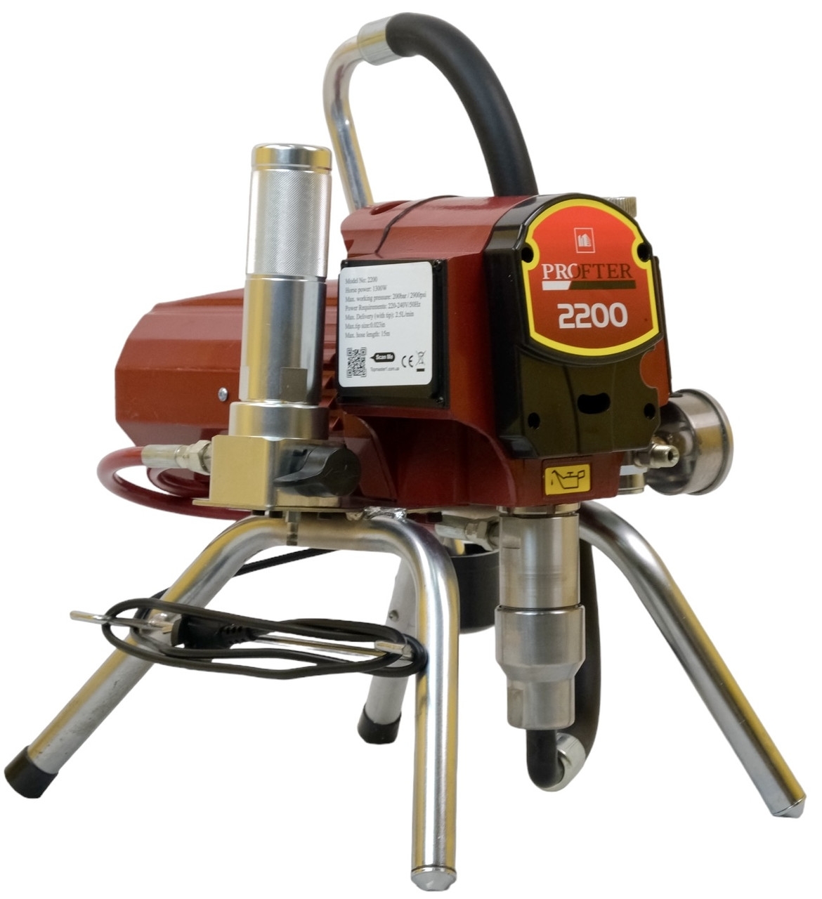 Поршневой безвоздушный покрасочный аппарат Profter MX-2200 Red (1300 Вт 2.5 л/мин). Фото 3