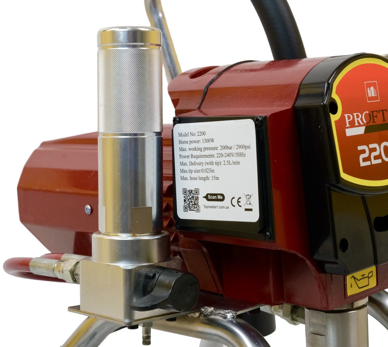 Поршневой безвоздушный покрасочный аппарат Profter MX-2200 Red (1300 Вт 2.5 л/мин). Фото 6