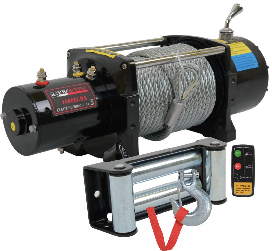 Електрична автолебідка Profter 16800 LBS 12V. (7620 кг) Лебідка на джип, евакуатор, лафет Offroad. Фото 1