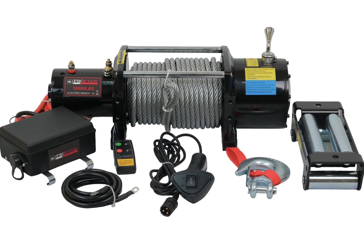 Електрична автолебідка Profter 16800 LBS 12V. (7620 кг) Лебідка на джип, евакуатор, лафет Offroad. Фото 2