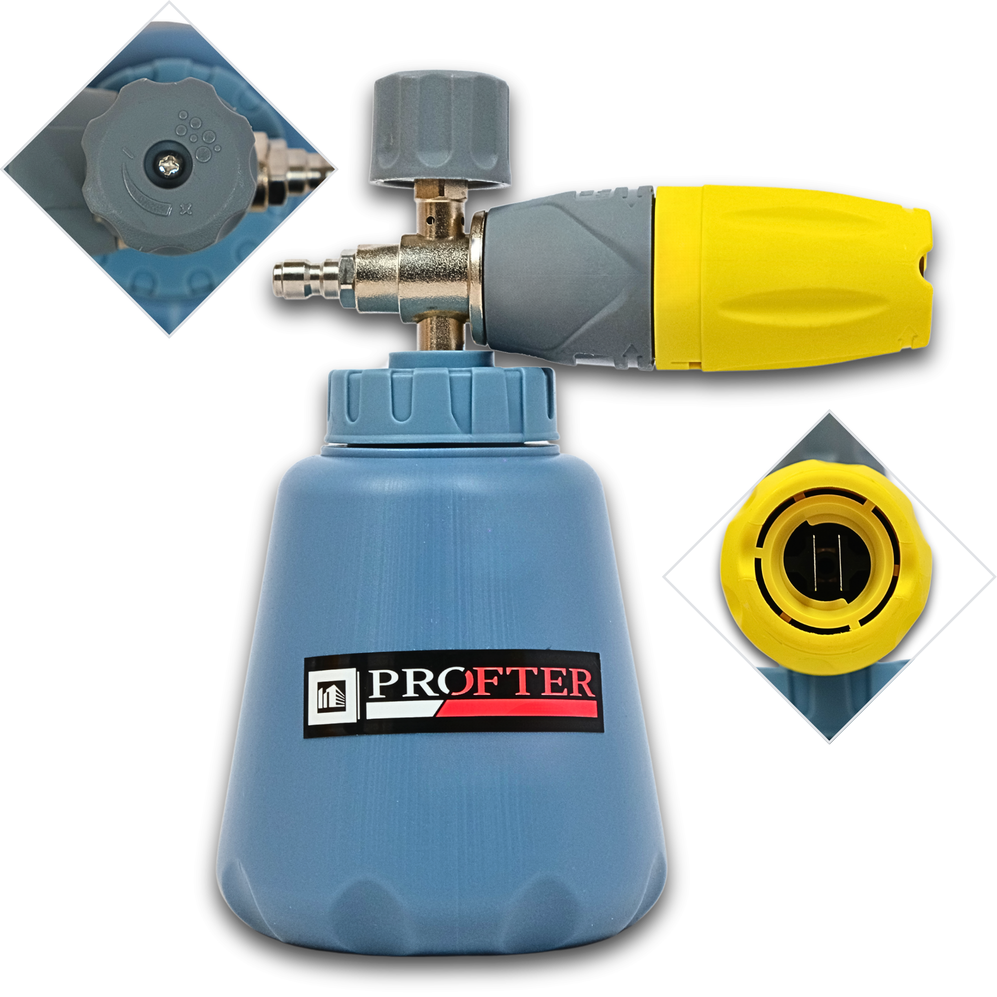 Піногенератор Profter S-15 Yellow, латунна насадка для мийки, регульований факел. Фото 1