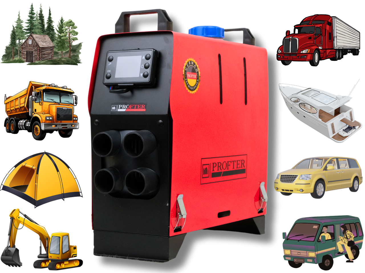 Дизельний автономний обігрівач Profter FR-5000W (12V-24V, 5 кВт) Моноблок WEBASTO. Фото 7